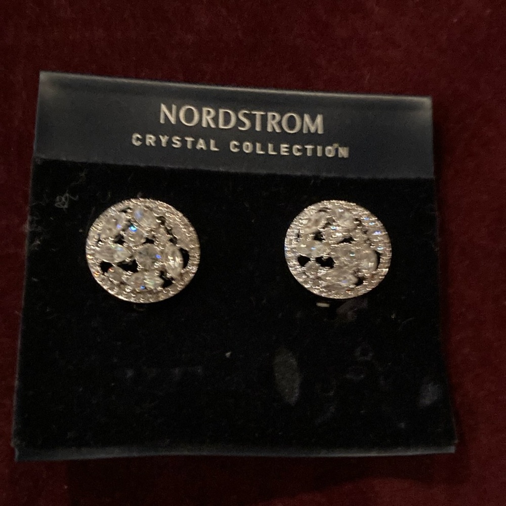 Nordstrom crystal collections clip on earrings.
